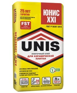 Клей для плитки "Unis XXI", 25 кг