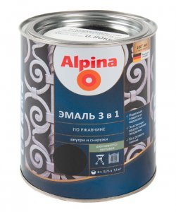 Эмаль 3в1 п/ржавчине ALPINA черный 0,75л