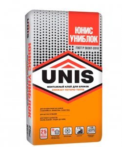 Клей для газобетона "Unis Униблок" серый, 25 кг